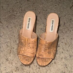 Steve Madden Cork Slide Mules - Natural Tan